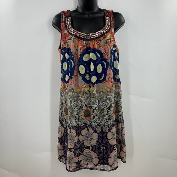 Desigual Women's Veil Necklace‎ Vest FRANCOISE 18SWVWE5 Floral Dress Size S/38 - Picture 1 of 12
